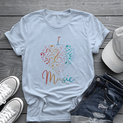 I Love Music Tee 🎶 Colorful Note Heart Shirt - Music Lover Gift