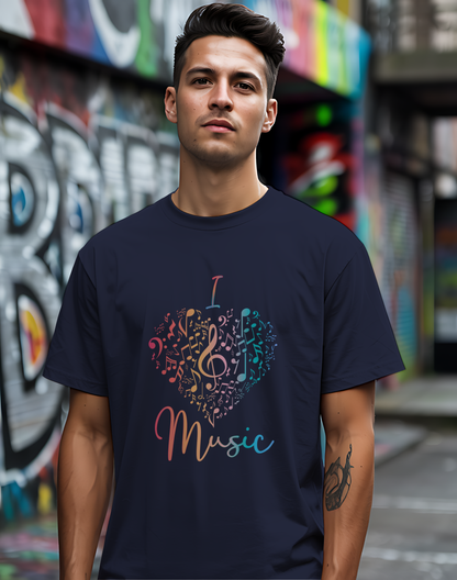 I Love Music Tee 🎶 Colorful Note Heart Shirt - Music Lover Gift