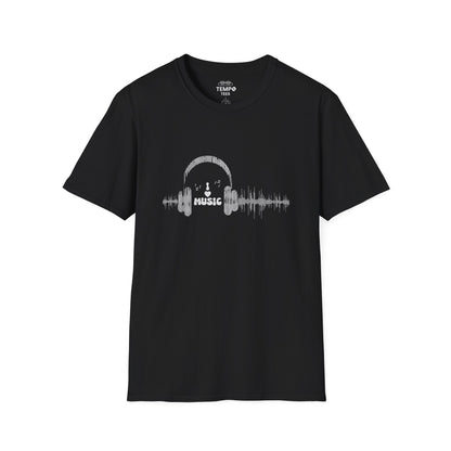 Headphones & Soundwave Tee 🎧 Minimalist Music Shirt - Audiophile Gift