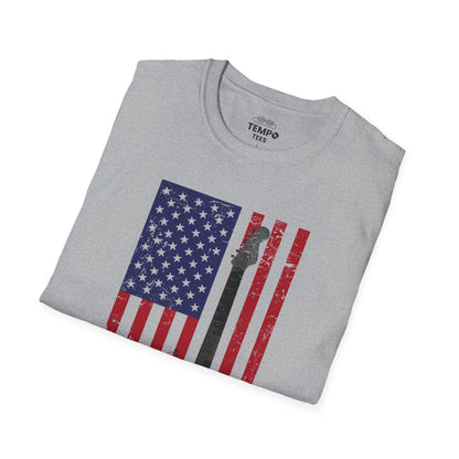 American Flag Guitar Tee 🎸 Patriotic Music Shirt - USA Guitarist Gift