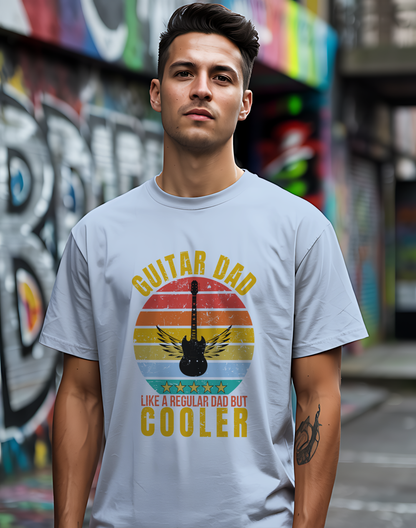 Guitar Dad Tee 🎸 Retro Sunset Shirt - Cool Dad Gift