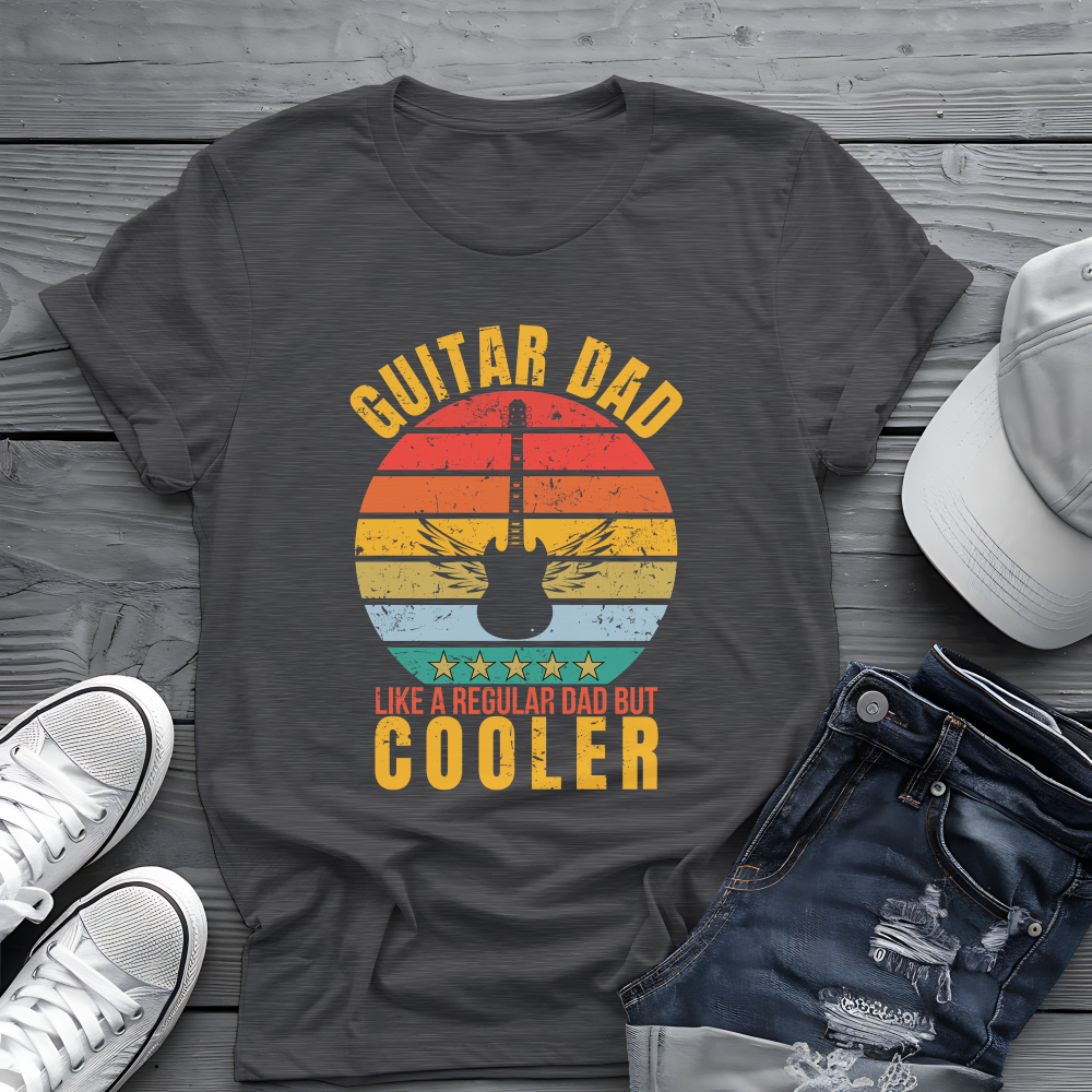 Guitar Dad Tee 🎸 Retro Sunset Shirt - Cool Dad Gift