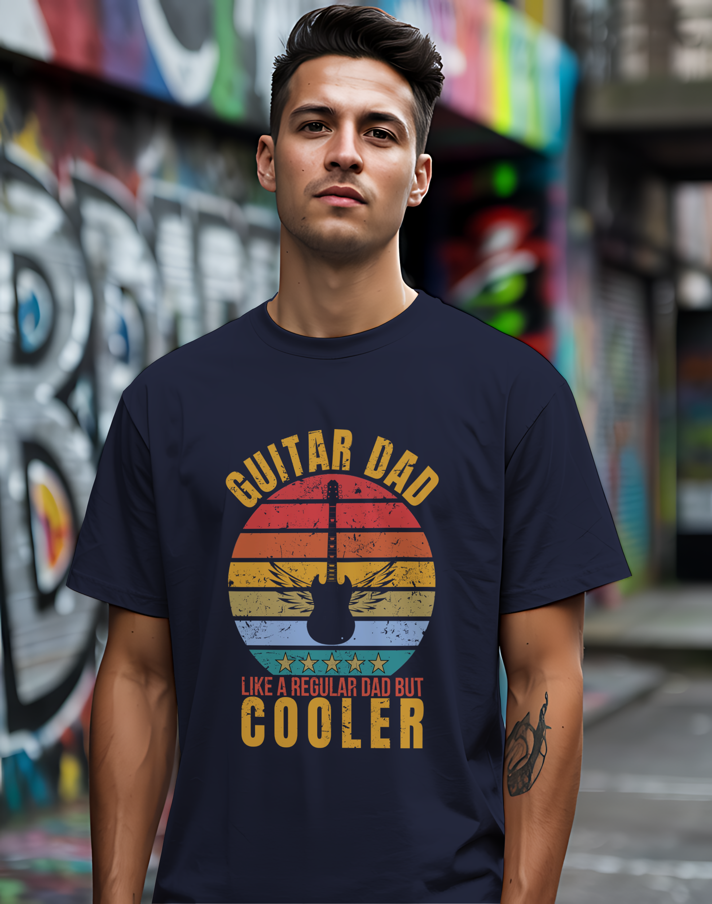 Guitar Dad Tee 🎸 Retro Sunset Shirt - Cool Dad Gift