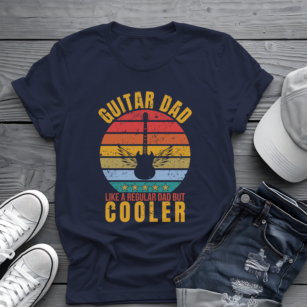 Guitar Dad Tee 🎸 Retro Sunset Shirt - Cool Dad Gift