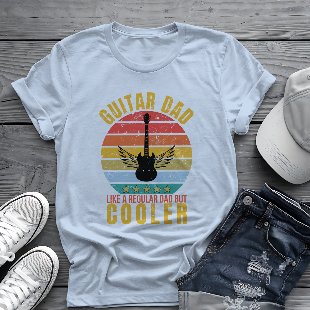 Guitar Dad Tee 🎸 Retro Sunset Shirt - Cool Dad Gift