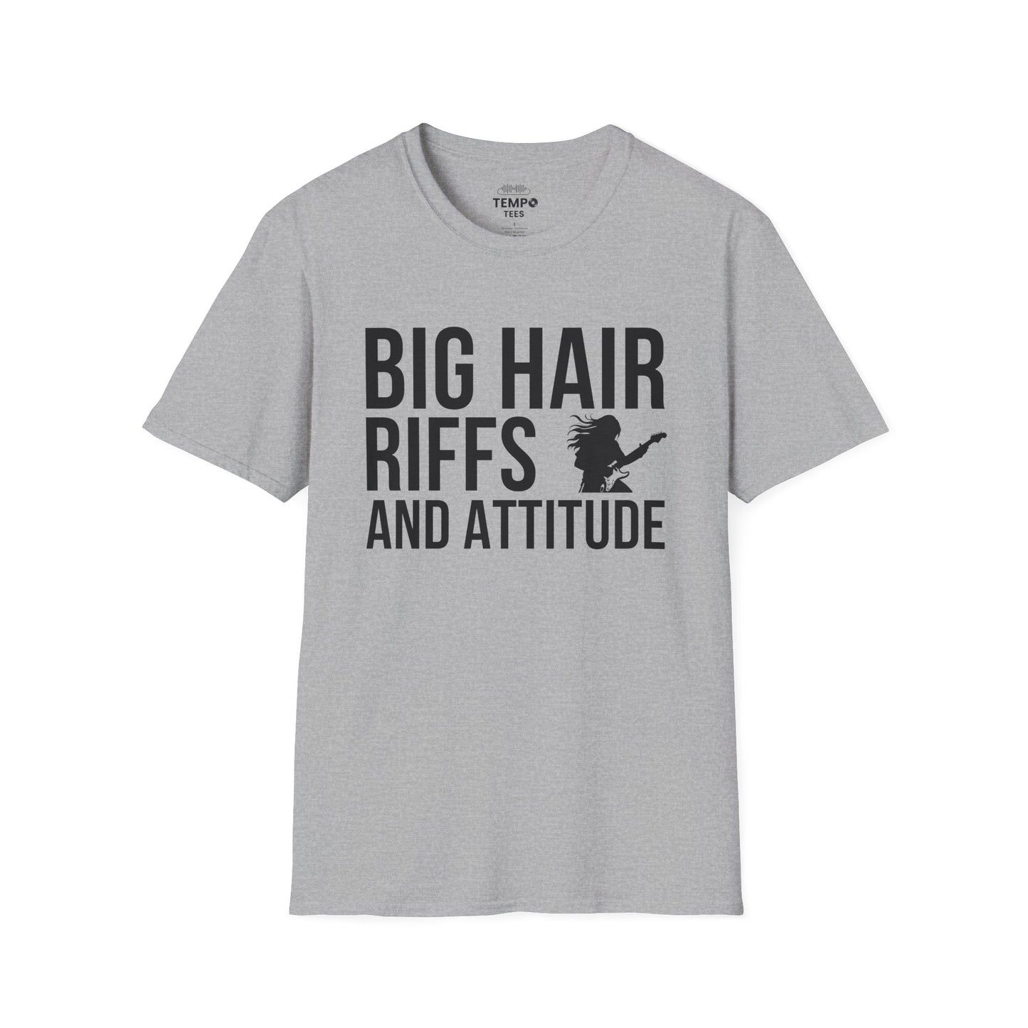 Big Hair Riffs And Attitude Tee 🎸 80s Rock Music Shirt