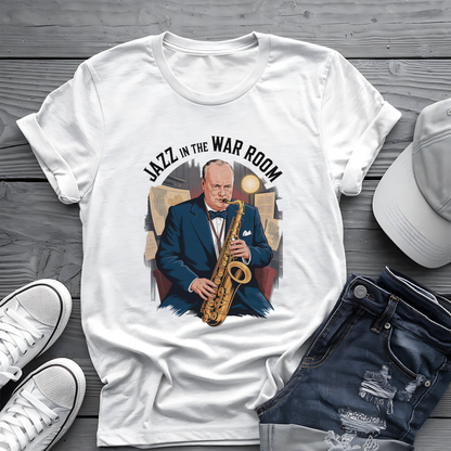Churchill Jazz Tee 🎷 Funny War Room Music Shirt - Historical Gift