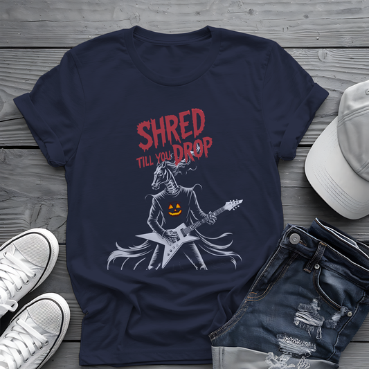 Shred Horseman Tee 🎸 Halloween Guitar Shirt - Spooky Music