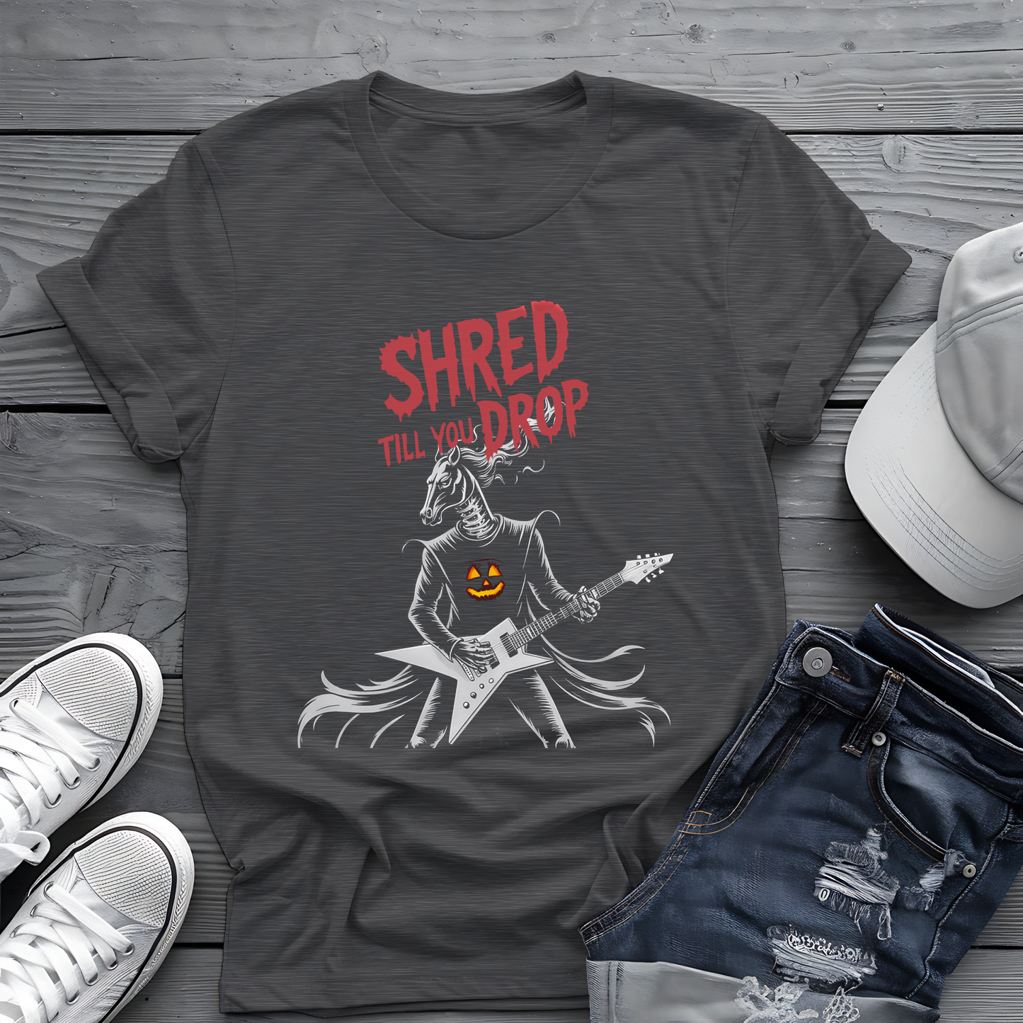 Shred Horseman Tee 🎸 Halloween Guitar Shirt - Spooky Music