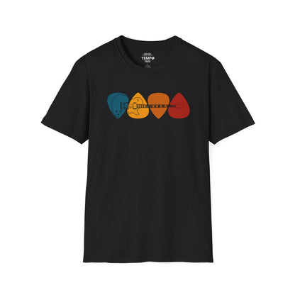 Colorful Guitar Picks Tee 🎸 Minimalist Guitarist Shirt - Music Lover Gift