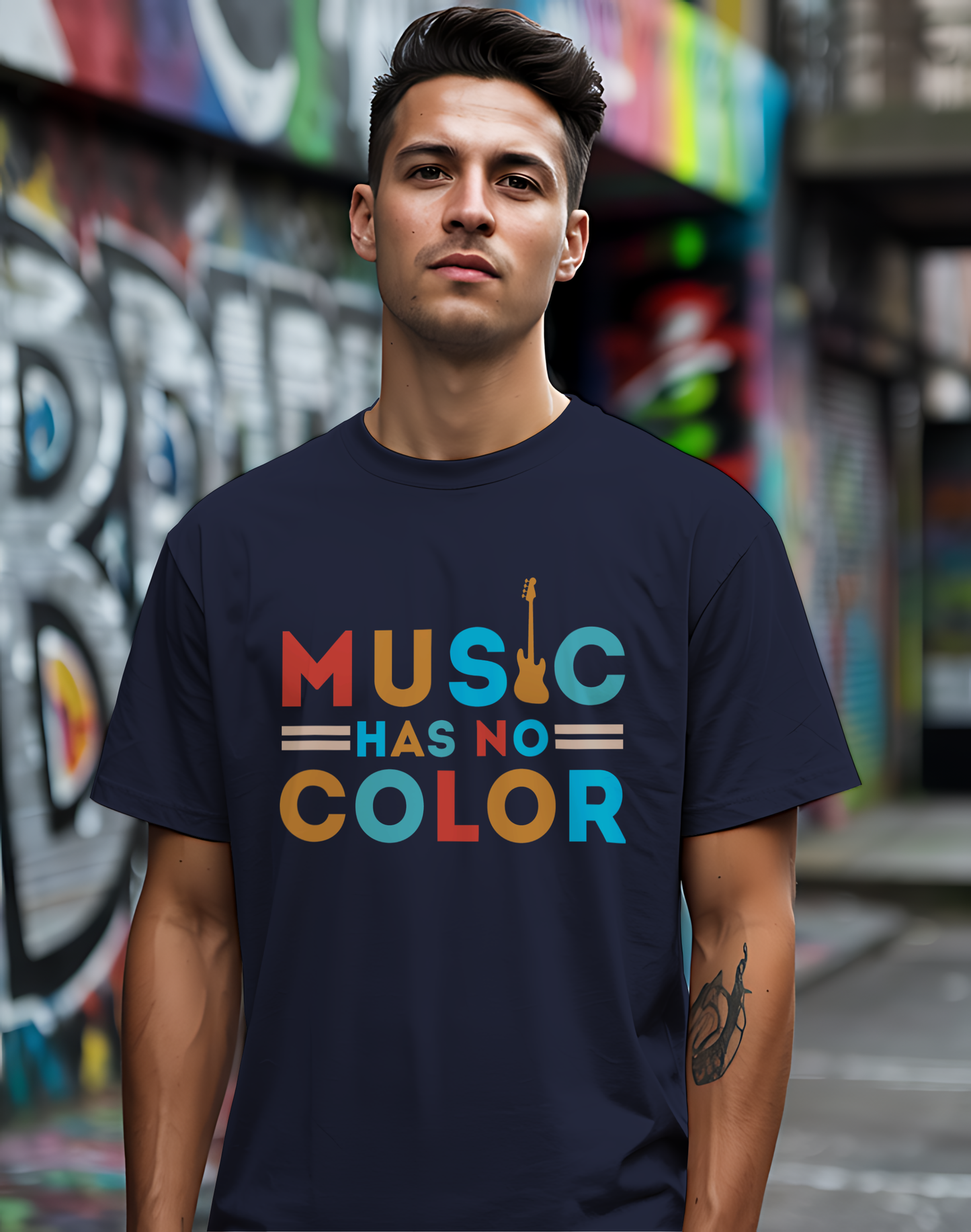 Music Has No Color Bass Tee 🎸 Unity Music Shirt - Equality Gift