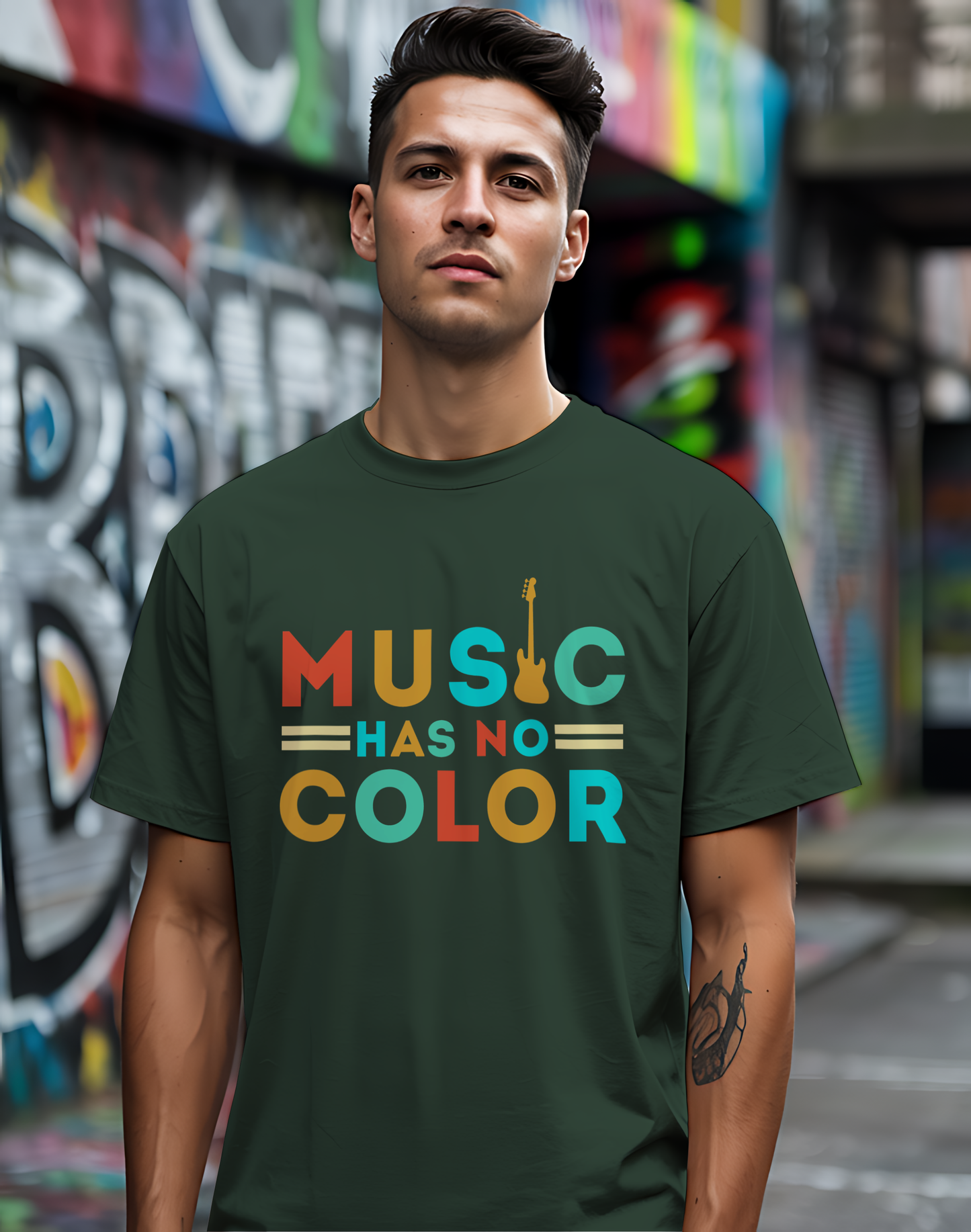 Music Has No Color Bass Tee 🎸 Unity Music Shirt - Equality Gift
