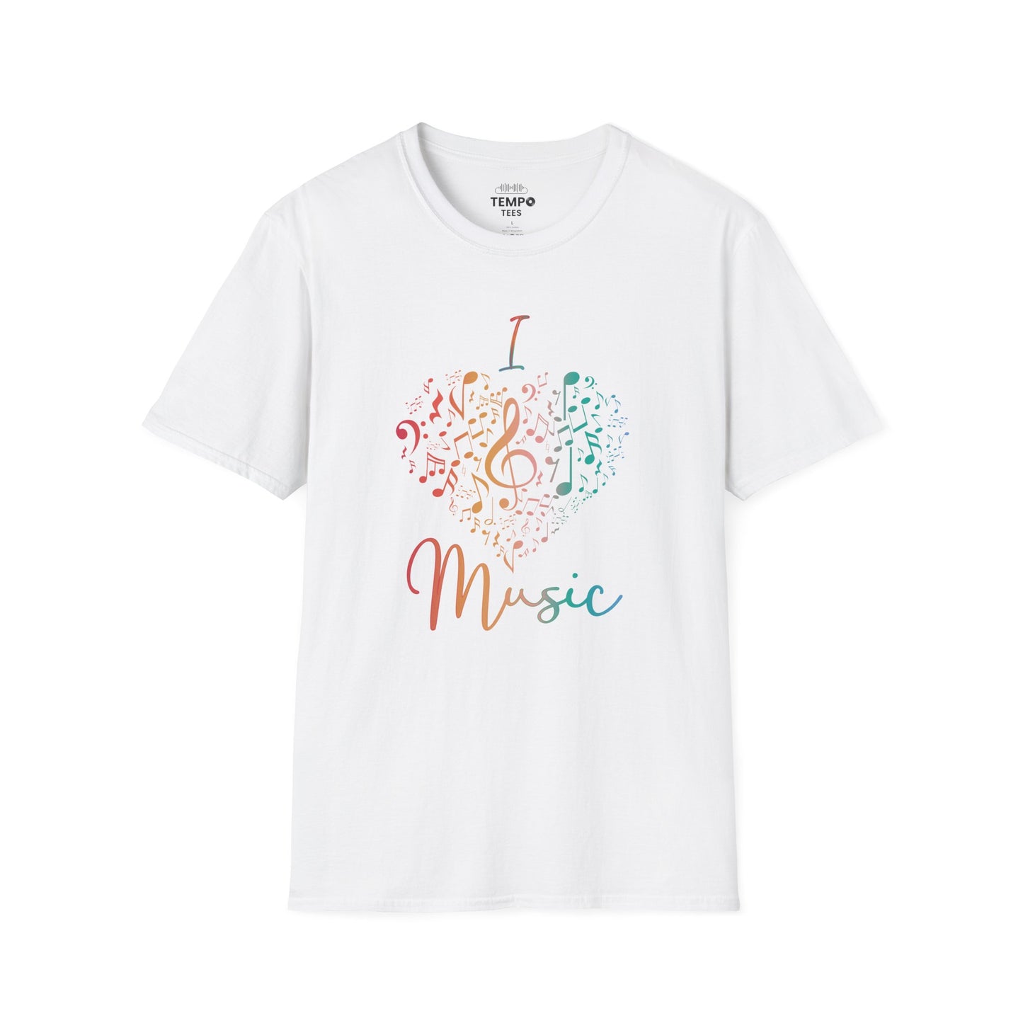 I Love Music Tee 🎶 Colorful Note Heart Shirt - Music Lover Gift