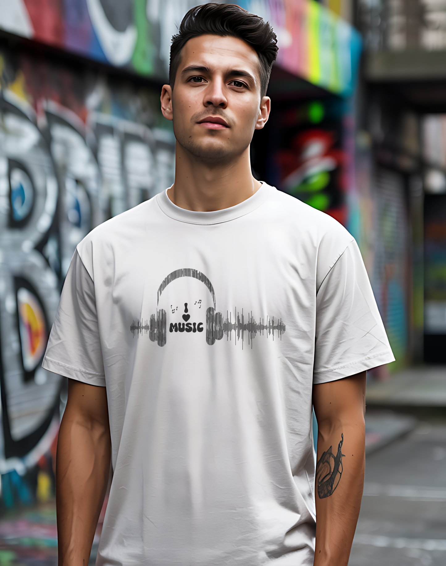 Headphones & Soundwave Tee 🎧 Minimalist Music Shirt - Audiophile Gift