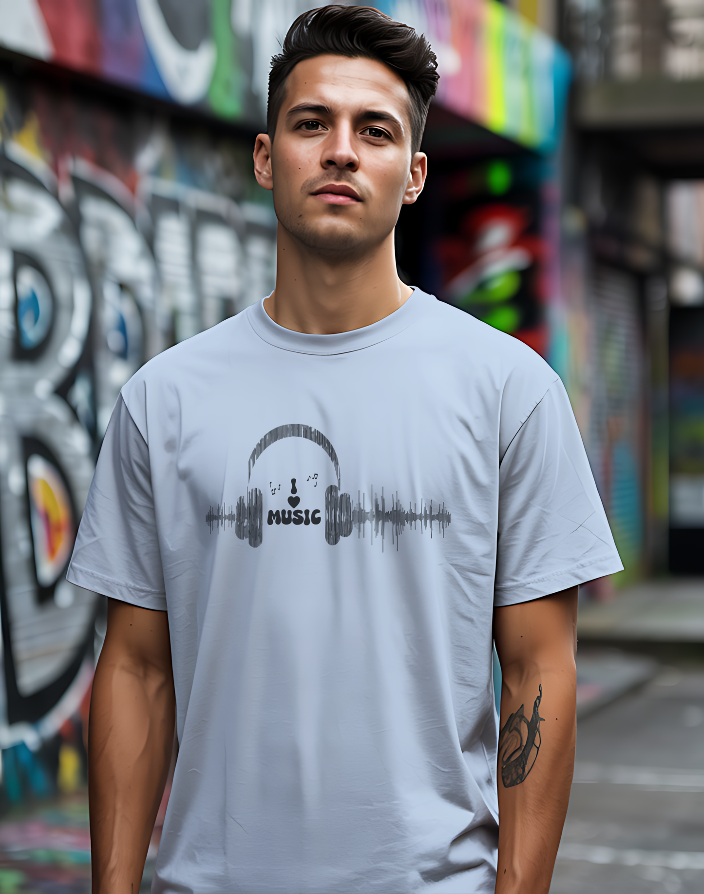 Headphones & Soundwave Tee 🎧 Minimalist Music Shirt - Audiophile Gift