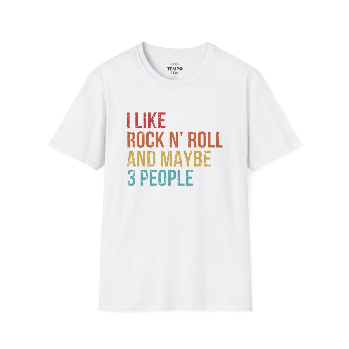 I Like Rock N' Roll and Maybe 3 People Tee 🎸 Funny Introverted Rock Shirt - Retro Design