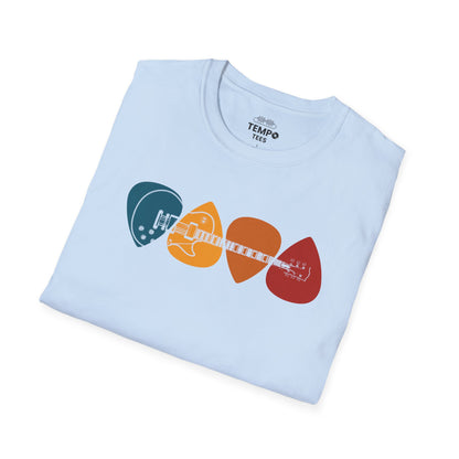 Colorful Guitar Picks Tee 🎸 Minimalist Guitarist Shirt - Music Lover Gift