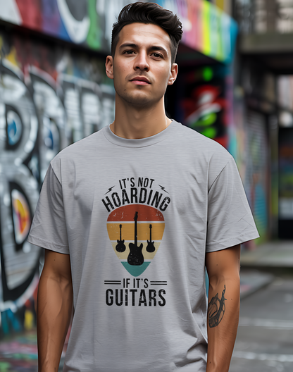 It's Not Hoarding If It's Guitars Tee - Retro Guitar Pick Design 🎸 Funny Musician Shirt