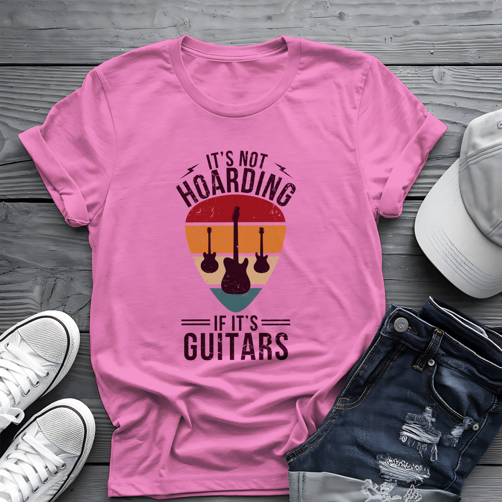 It's Not Hoarding If It's Guitars Tee - Retro Guitar Pick Design 🎸 Funny Musician Shirt