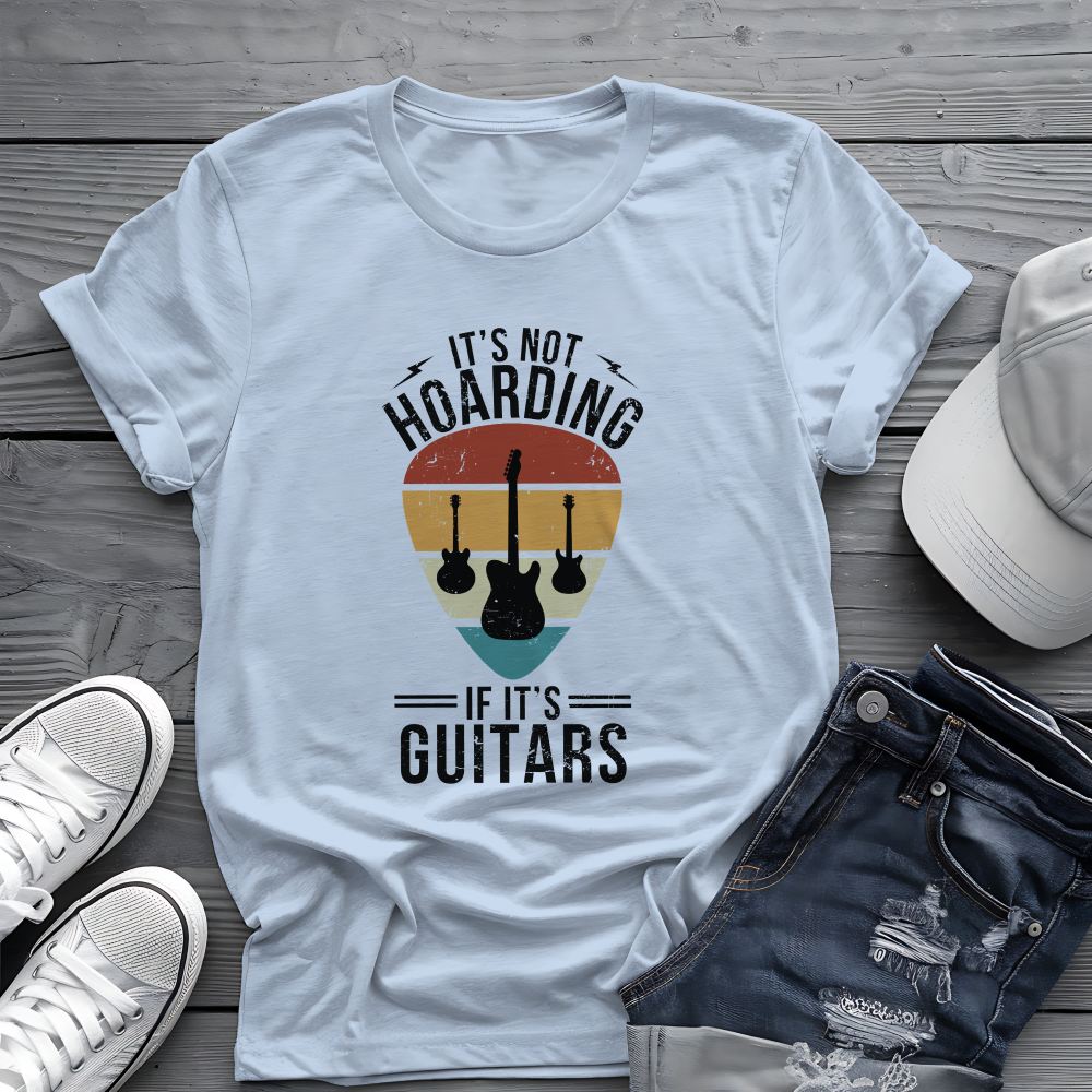 It's Not Hoarding If It's Guitars Tee - Retro Guitar Pick Design 🎸 Funny Musician Shirt