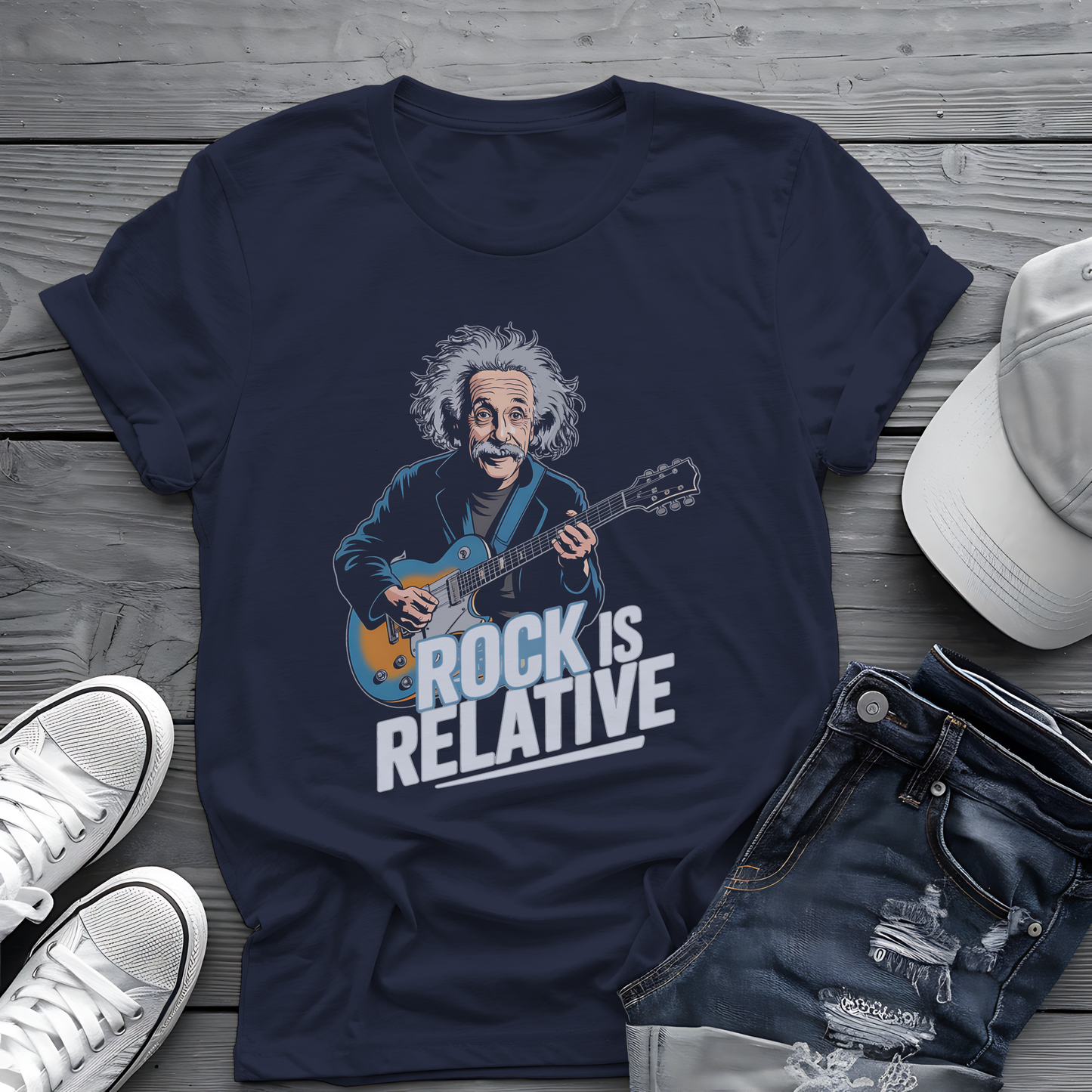 Einstein Rock Tee 🎸 Funny Science Music Shirt - Guitar Humor