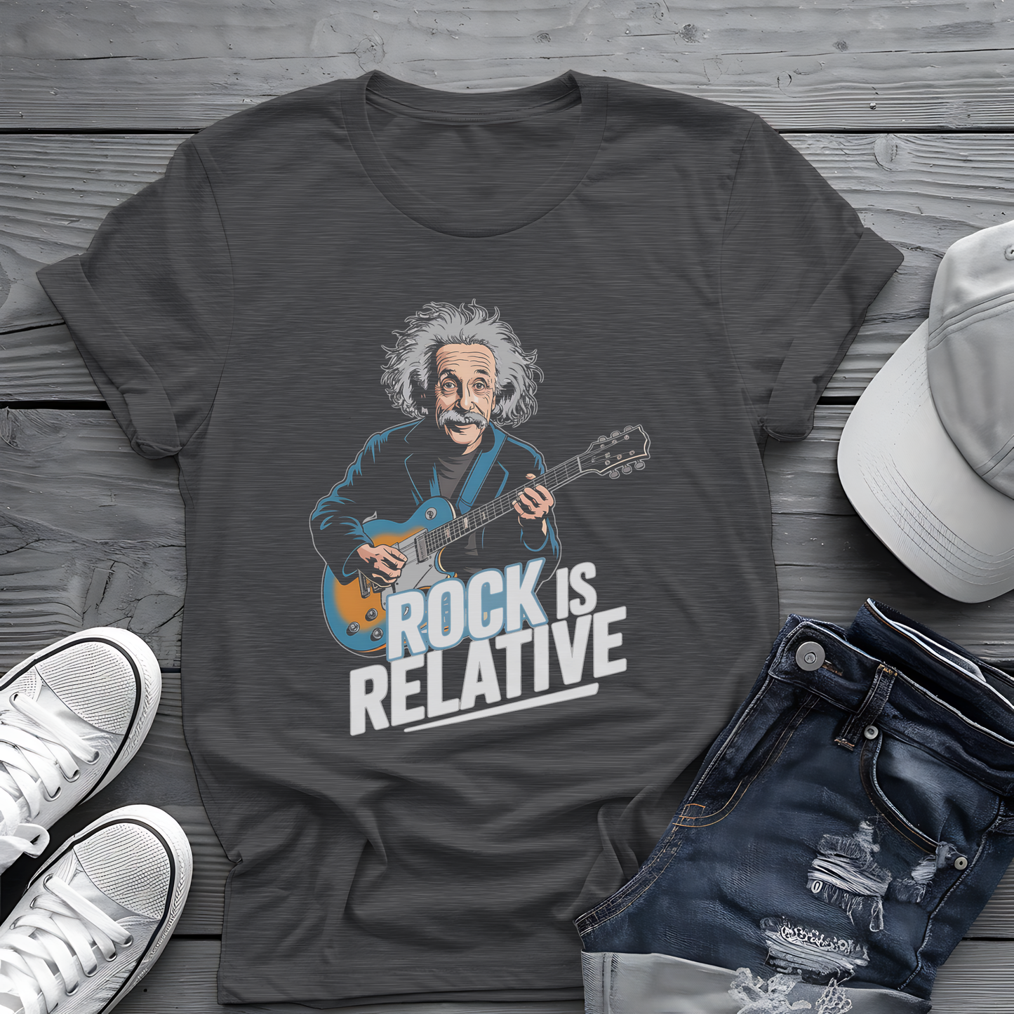 Einstein Rock Tee 🎸 Funny Science Music Shirt - Guitar Humor