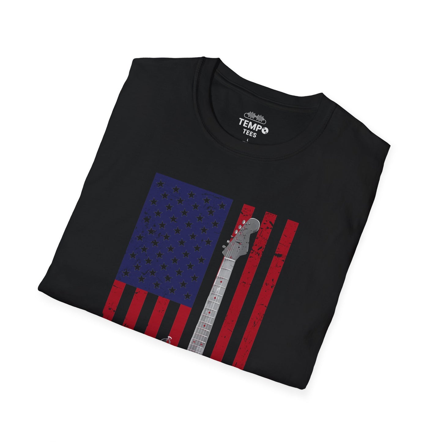 American Flag Guitar Tee 🎸 Patriotic Music Shirt - USA Guitarist Gift