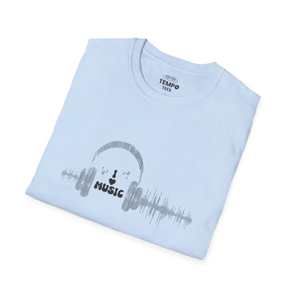 Headphones & Soundwave Tee 🎧 Minimalist Music Shirt - Audiophile Gift