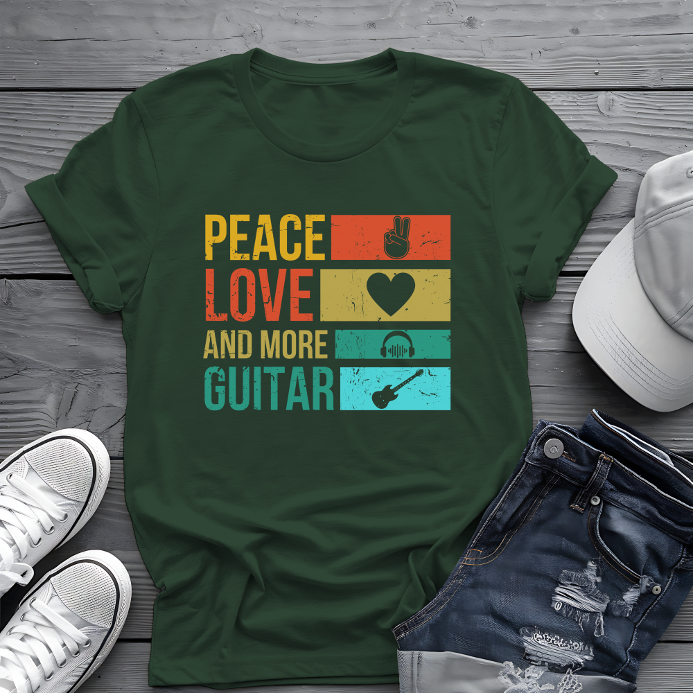 Peace Love Guitar Tee 🎸 Retro Icon Shirt - Music Lover Gift
