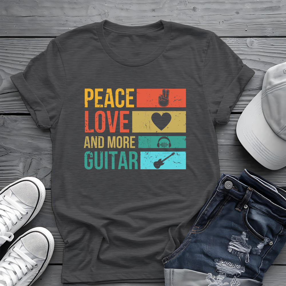 Peace Love Guitar Tee 🎸 Retro Icon Shirt - Music Lover Gift