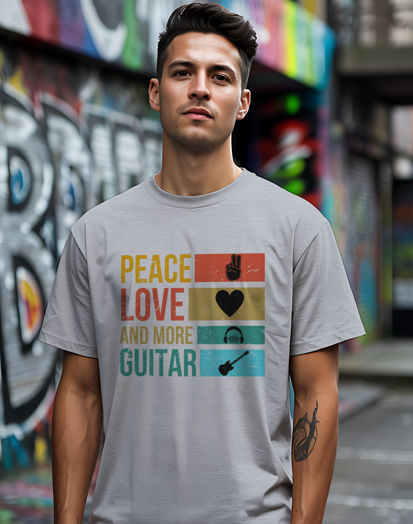 Peace Love Guitar Tee 🎸 Retro Icon Shirt - Music Lover Gift