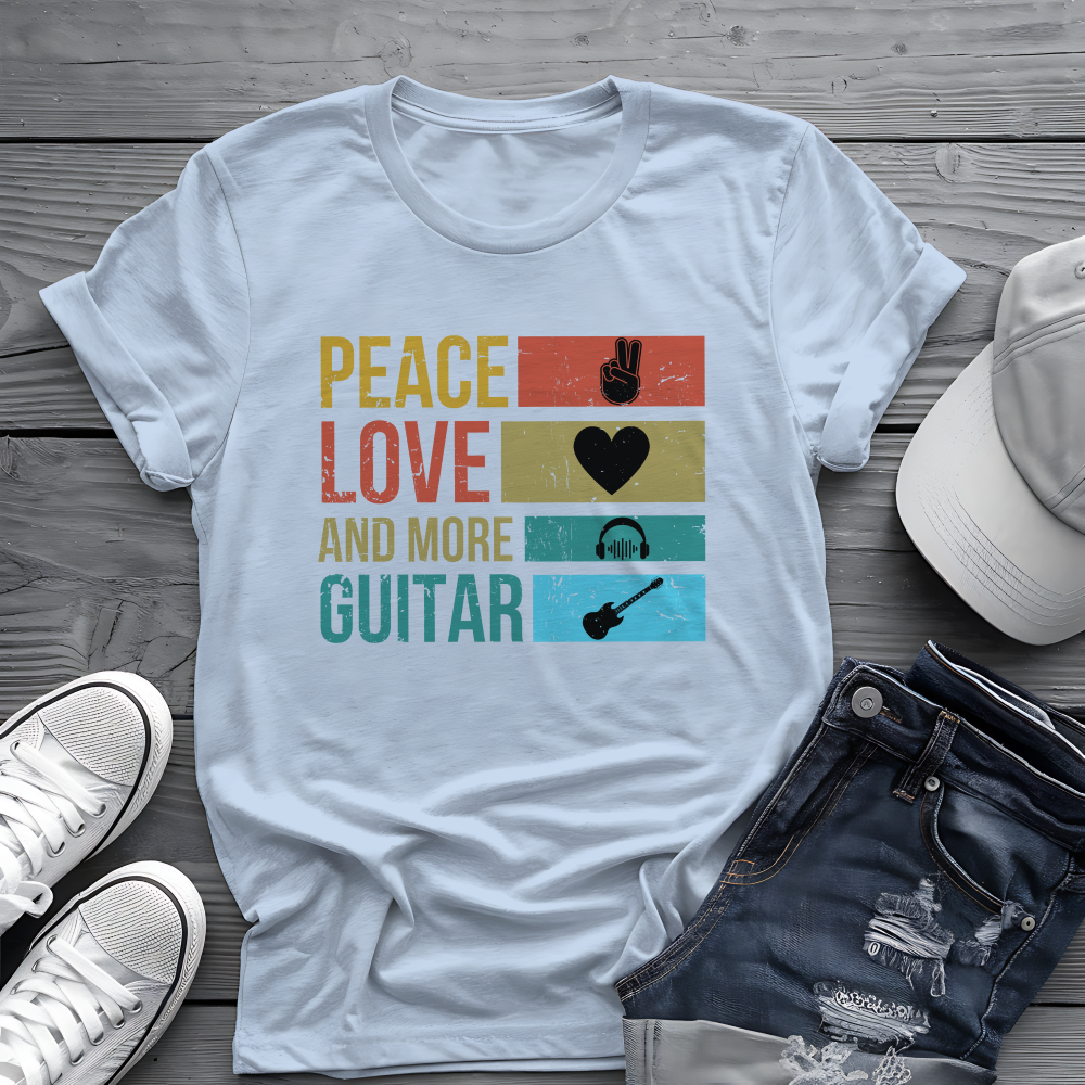 Peace Love Guitar Tee 🎸 Retro Icon Shirt - Music Lover Gift