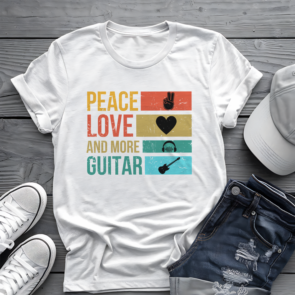 Peace Love Guitar Tee 🎸 Retro Icon Shirt - Music Lover Gift