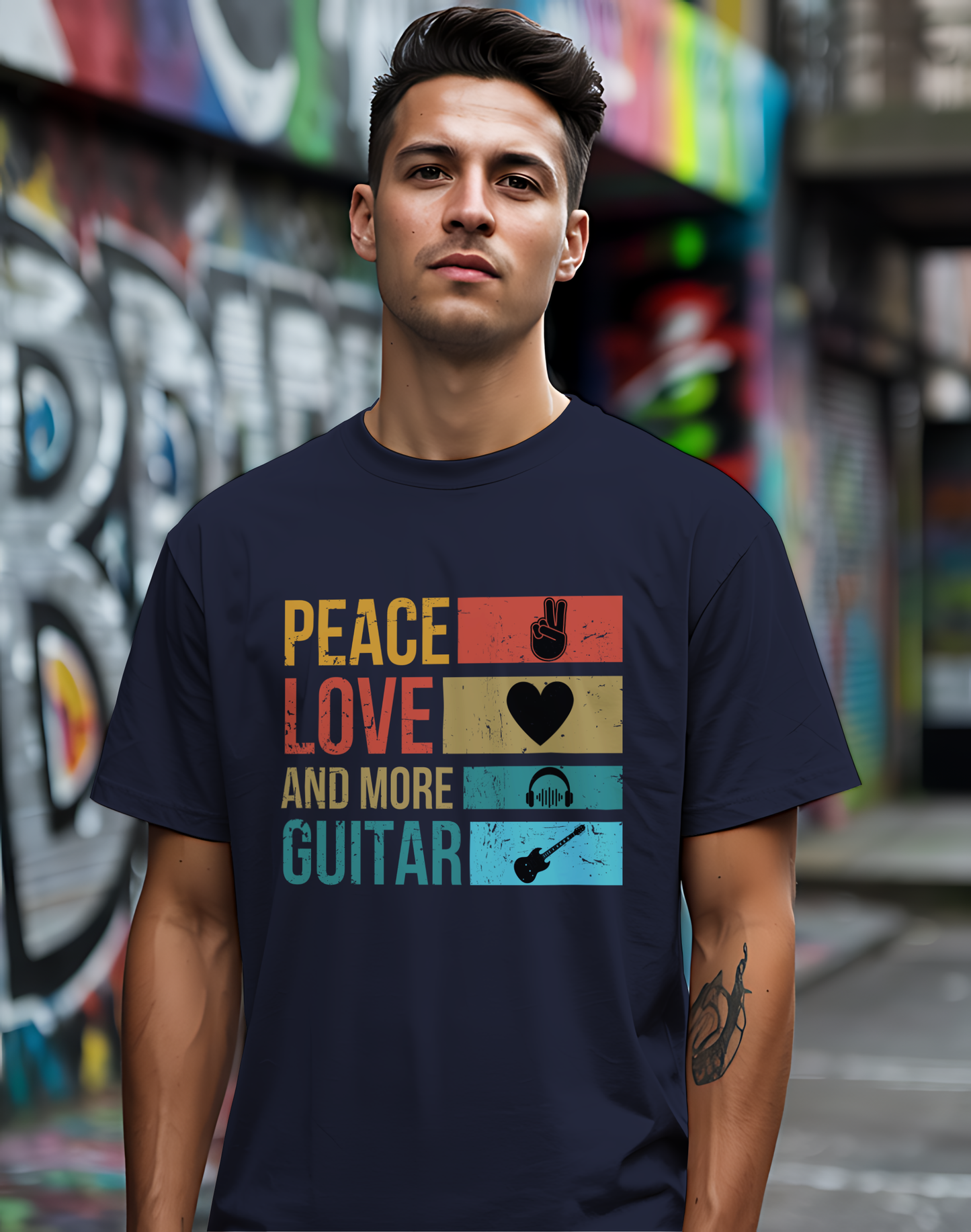 Peace Love Guitar Tee 🎸 Retro Icon Shirt - Music Lover Gift