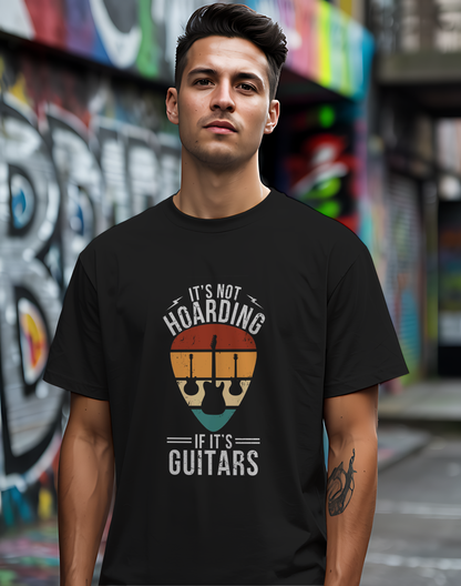 It's Not Hoarding If It's Guitars Tee - Retro Guitar Pick Design 🎸 Funny Musician Shirt