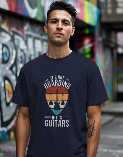 It's Not Hoarding If It's Guitars Tee - Retro Guitar Pick Design 🎸 Funny Musician Shirt