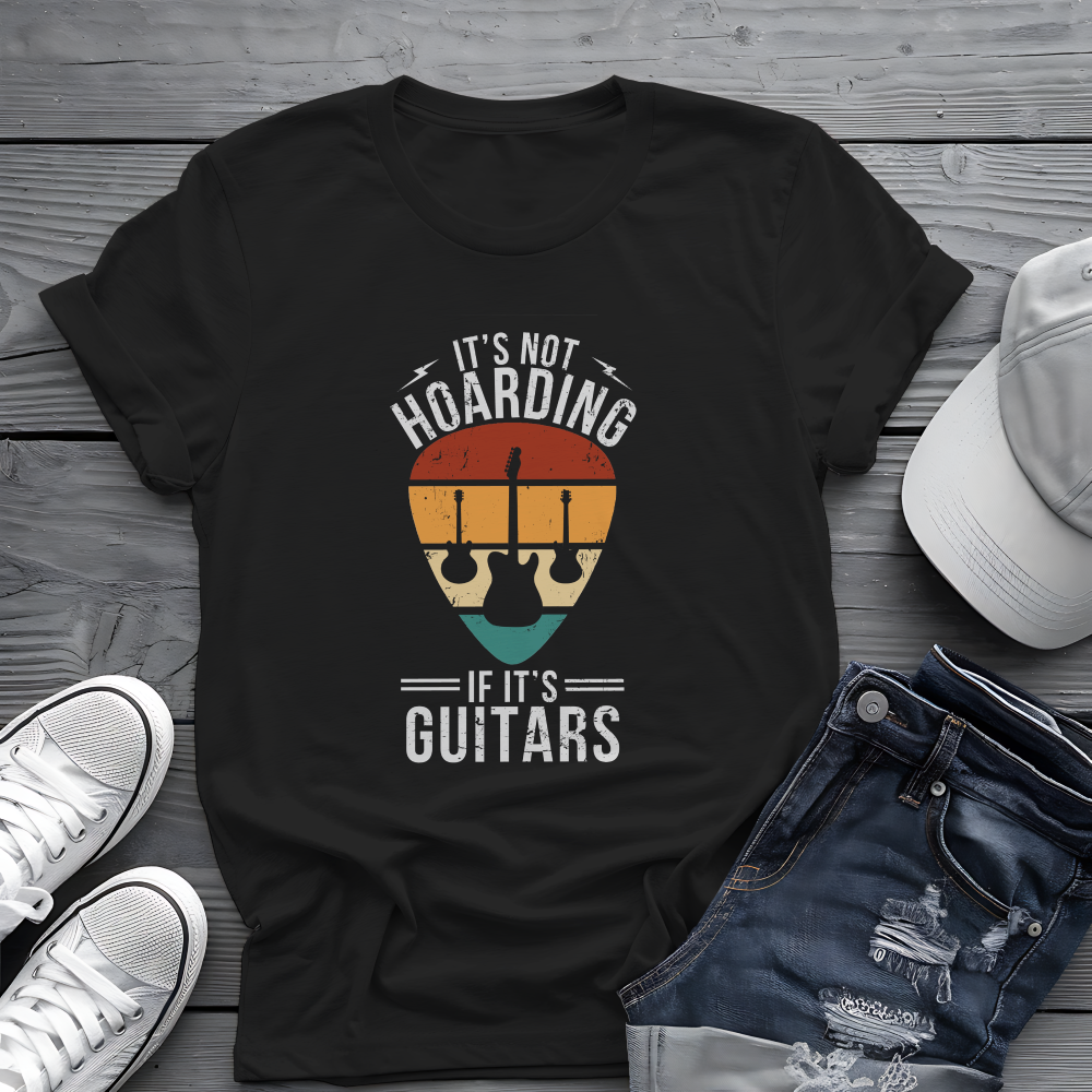 It's Not Hoarding If It's Guitars Tee - Retro Guitar Pick Design 🎸 Funny Musician Shirt