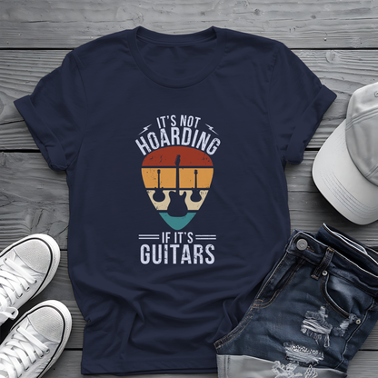 It's Not Hoarding If It's Guitars Tee - Retro Guitar Pick Design 🎸 Funny Musician Shirt