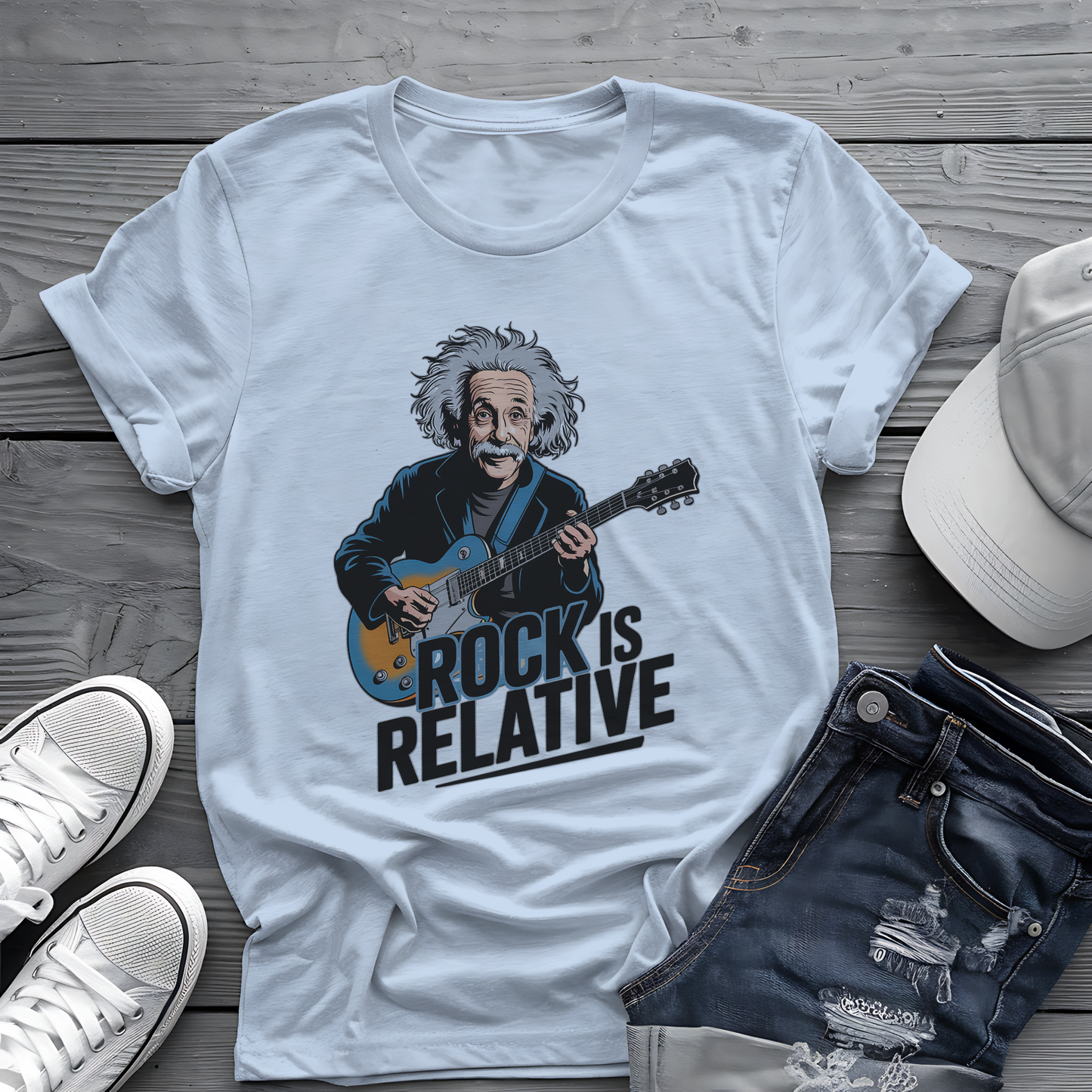 Einstein Rock Tee 🎸 Funny Science Music Shirt - Guitar Humor