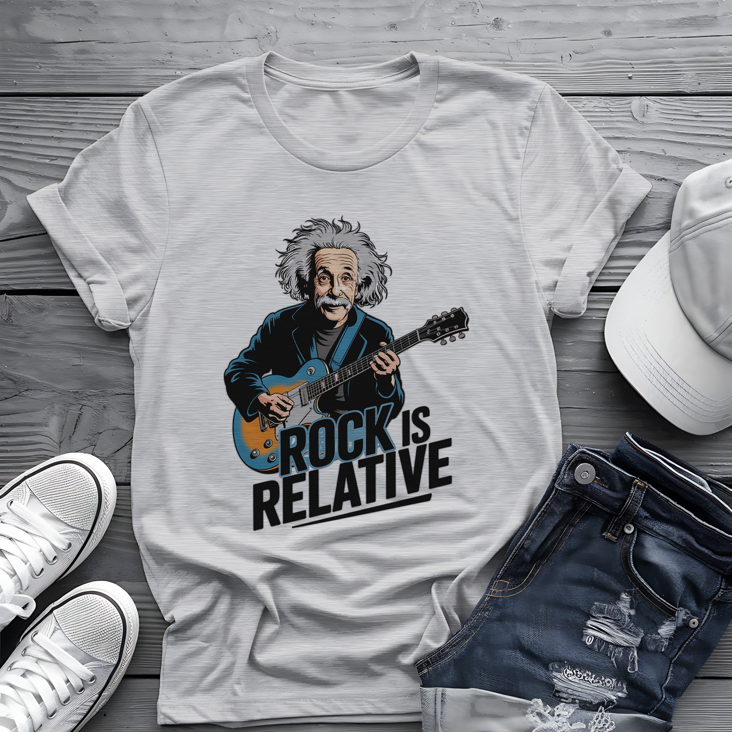 Einstein Rock Tee 🎸 Funny Science Music Shirt - Guitar Humor