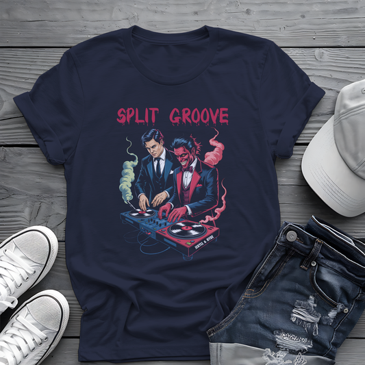 Split Groove Tee 🎧 Jekyll & Hyde DJ Shirt - Spooky Music