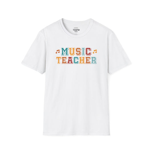 Retro Music Teacher Tee 🎶 Colorful Educator Shirt - Music Appreciation Gift