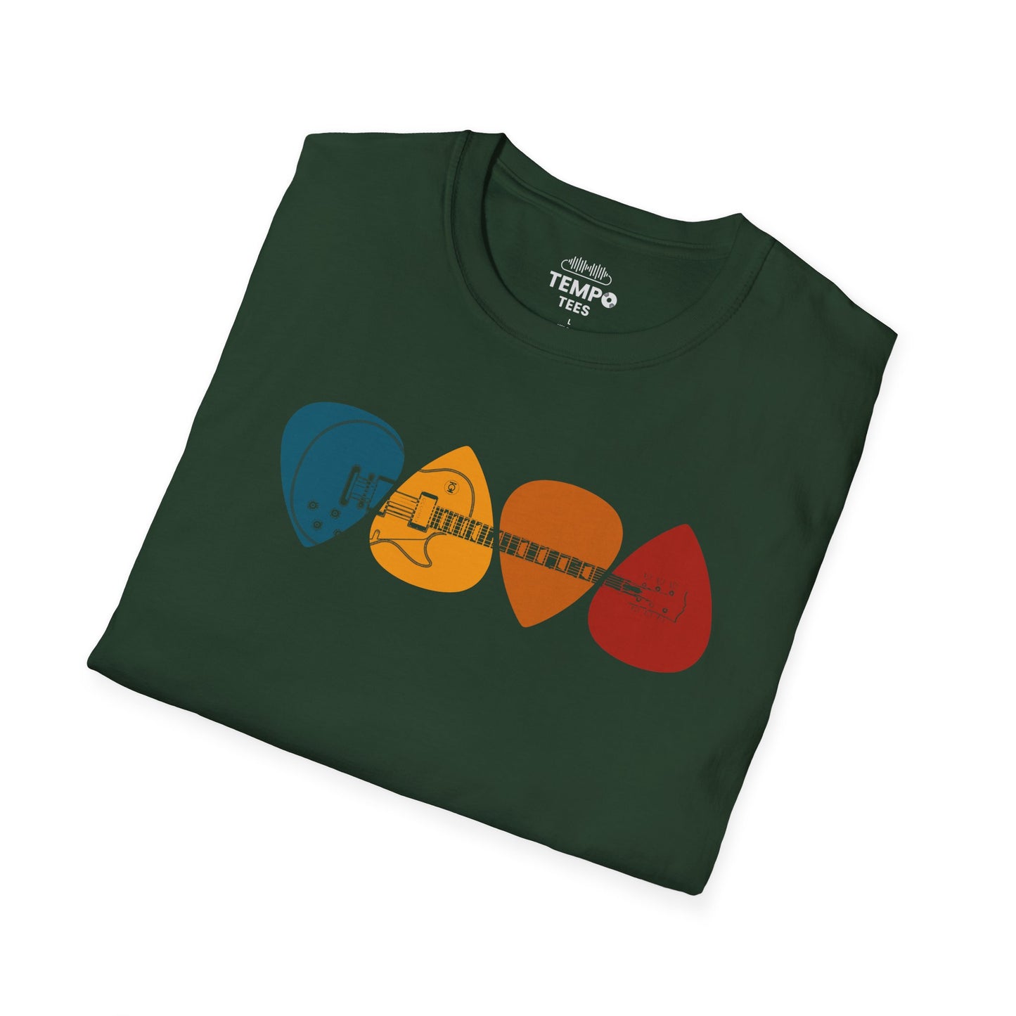 Colorful Guitar Picks Tee 🎸 Minimalist Guitarist Shirt - Music Lover Gift