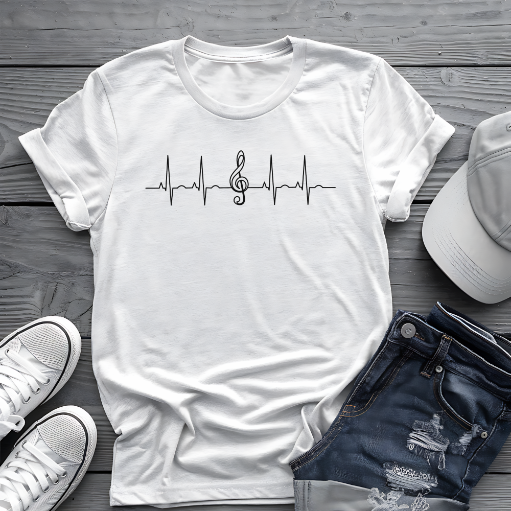 Heartbeat Music Tee 🎶 Minimalist Musician Shirt - Music Lover Gift