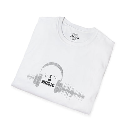 Headphones & Soundwave Tee 🎧 Minimalist Music Shirt - Audiophile Gift