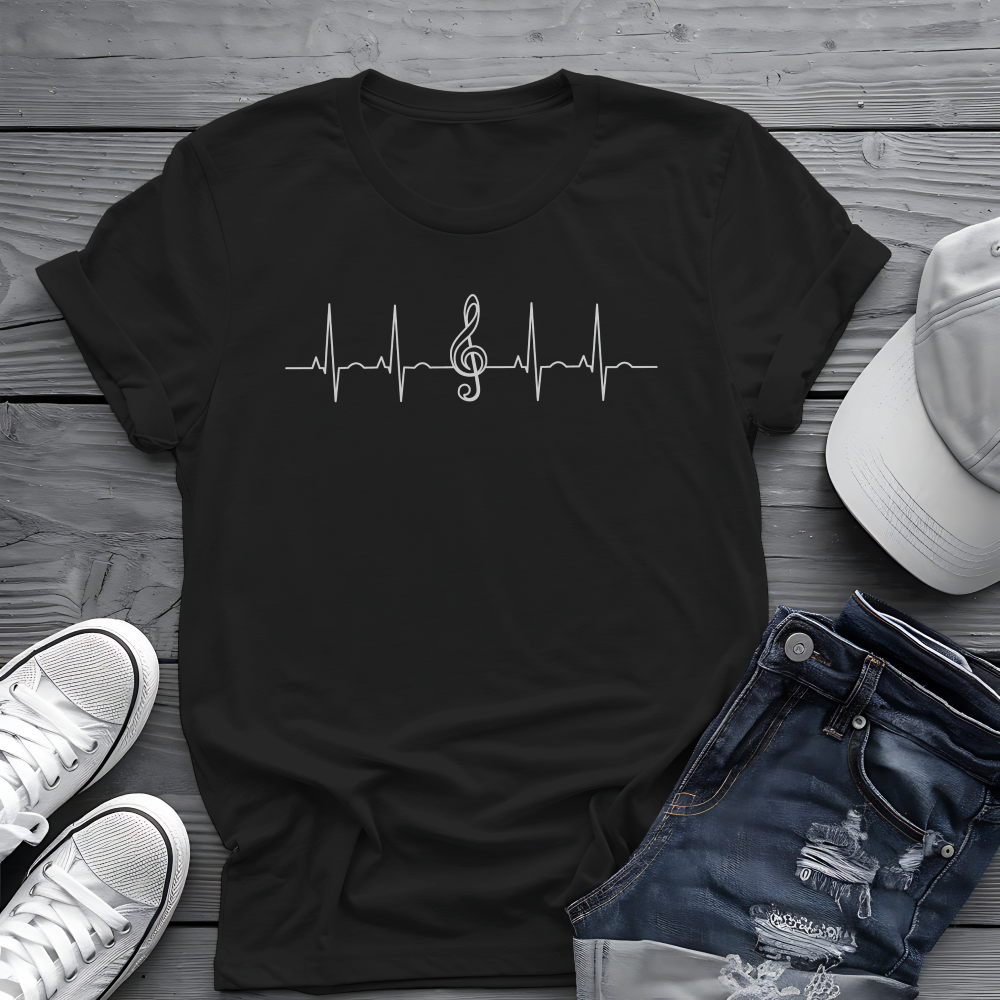 Heartbeat Music Tee 🎶 Minimalist Musician Shirt - Music Lover Gift
