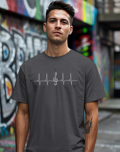 Heartbeat Music Tee 🎶 Minimalist Musician Shirt - Music Lover Gift