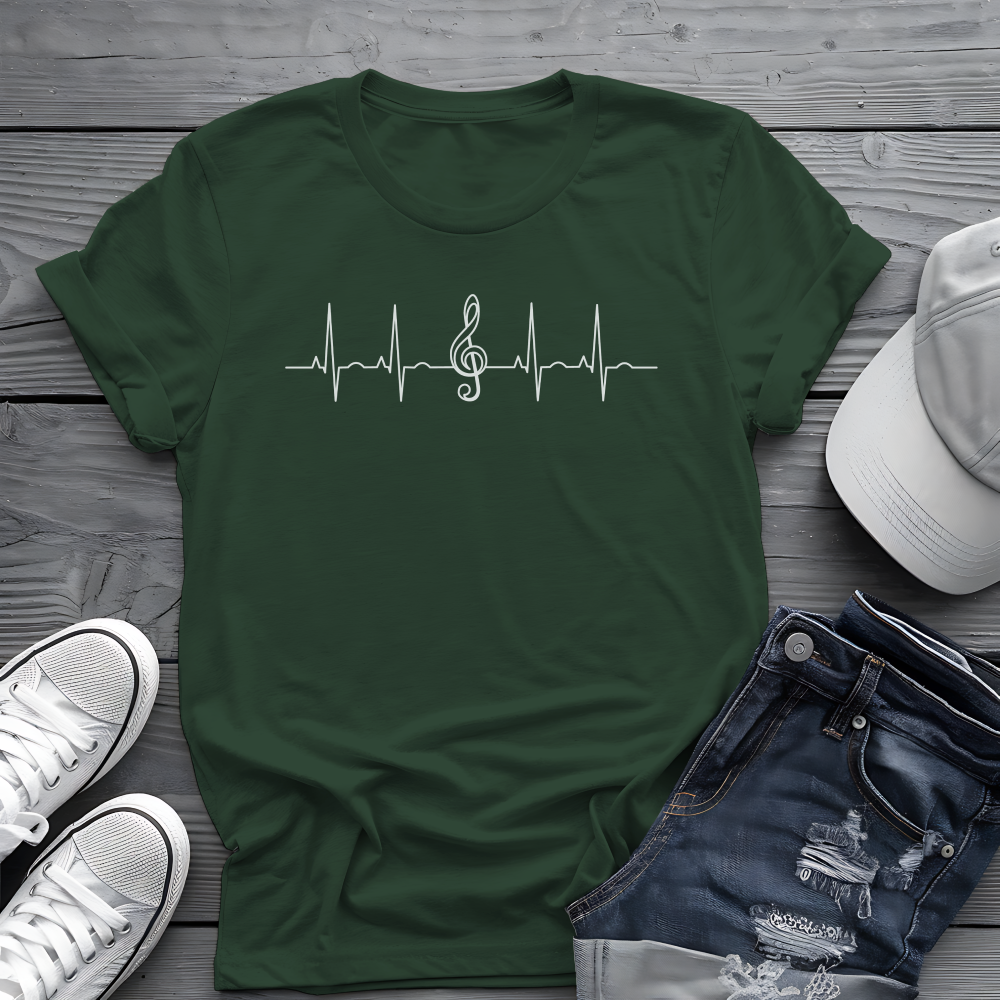 Heartbeat Music Tee 🎶 Minimalist Musician Shirt - Music Lover Gift