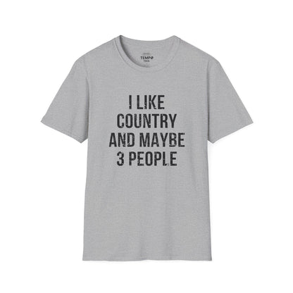 I Like Country and Maybe 3 People Tee 🤠 Bold Introvert Country Shirt - Distressed Design