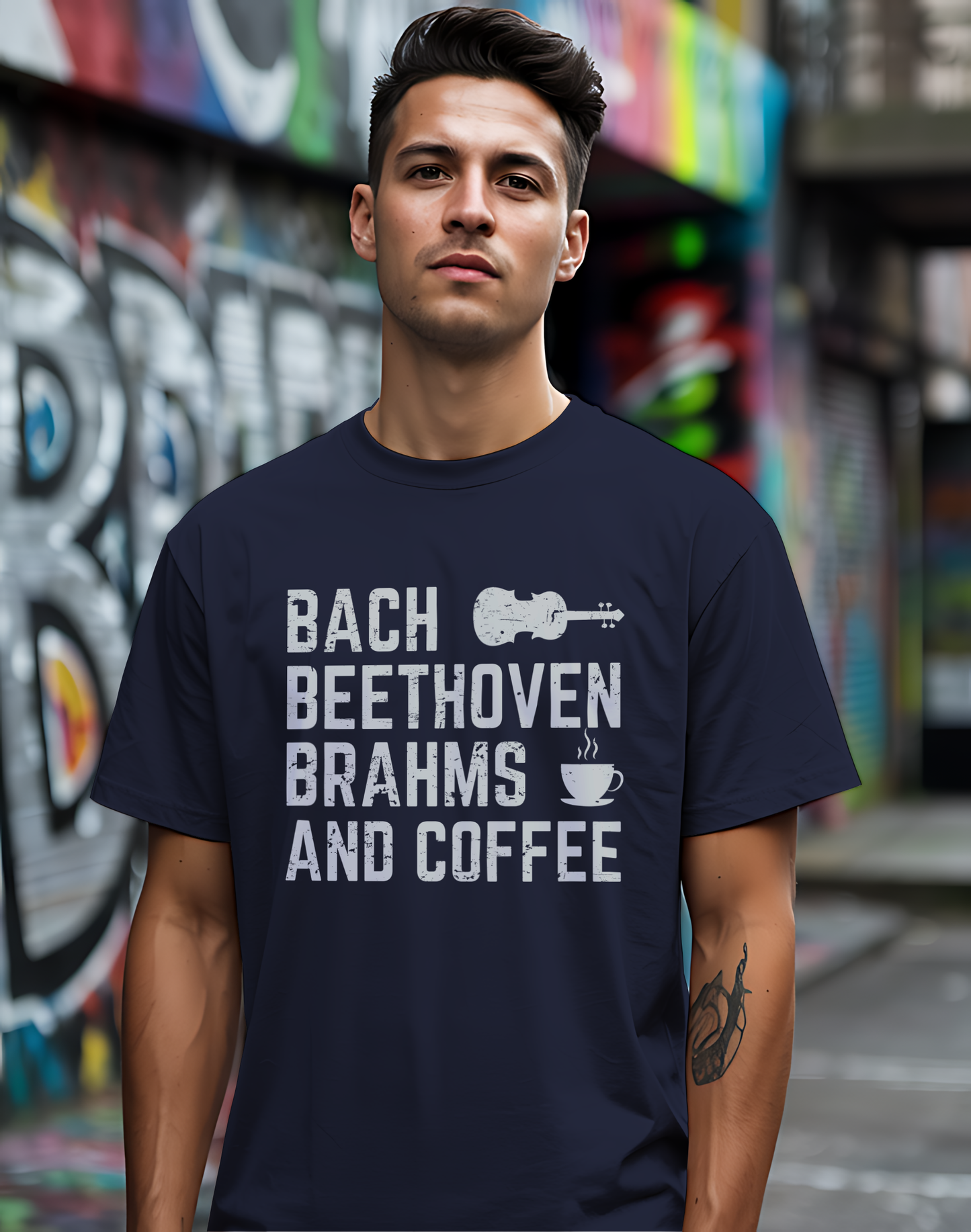 Bach Beethoven Brahms And Coffee Tee ☕ Funny Classical Music Shirt - Coffee Lover Gift